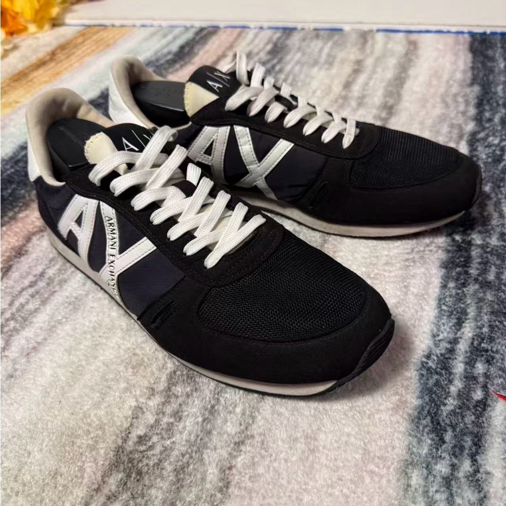 Armani Exchange Black and White Athletic Shoes